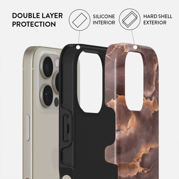 Fire Wood - Brown Marble iPhone 16 Pro Max Case | BURGA