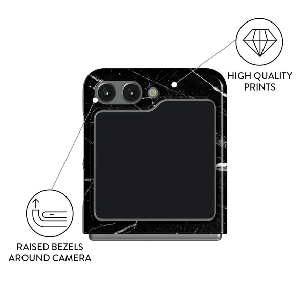 Noir Origin Black Marble Samsung Galaxy Z Flip 5 Case BURGA