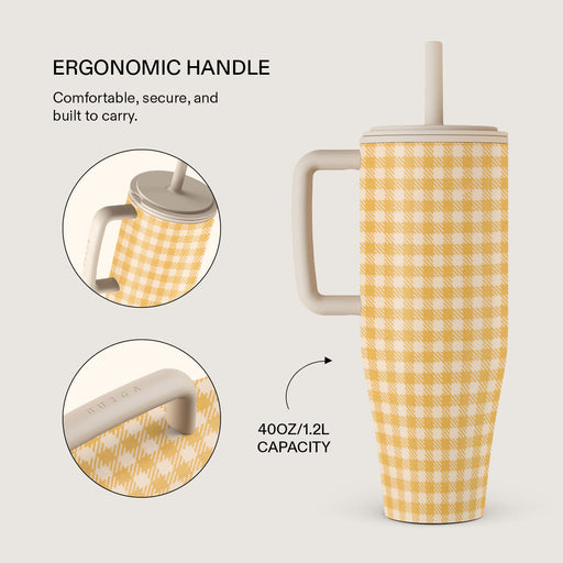 Tuscan Sun - Yellow Plaid All Day Leakproof Tumbler