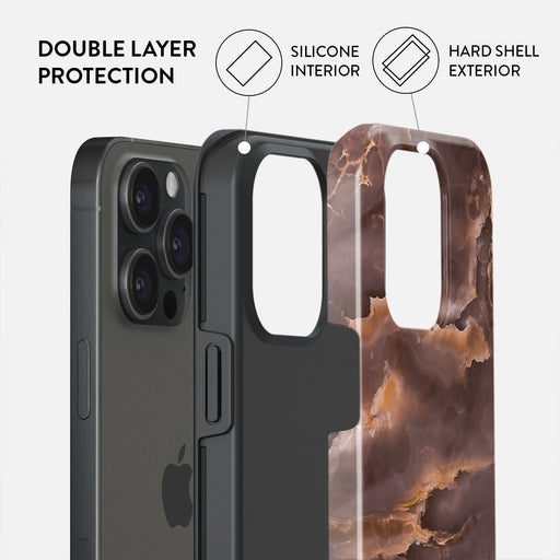Fire Wood - Brown Marble iPhone 15 Pro Max Case
