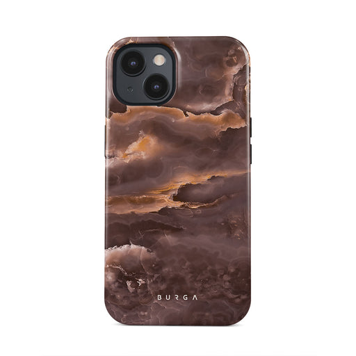 Fire Wood Brown Marble iPhone 15 Case BURGA