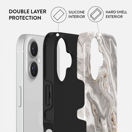 Snowstorm - Grey Marble iPhone 16 Case 2