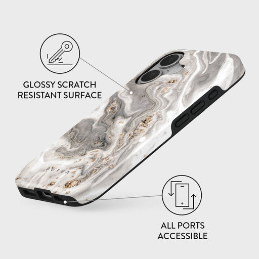 Snowstorm - Grey Marble iPhone 16 Case 3