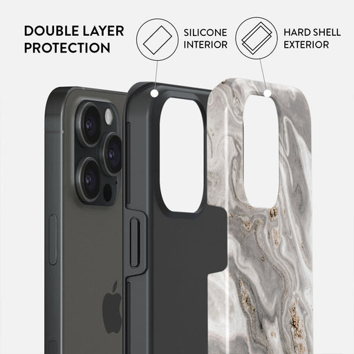 Snowstorm - Grey Marble iPhone 15 Pro Max Case