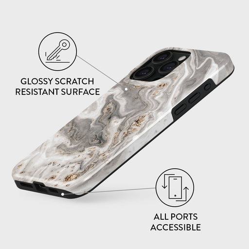 Snowstorm - Grey Marble iPhone 15 Pro Max Case