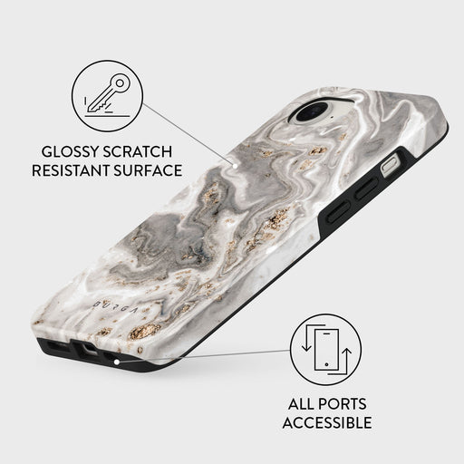 Snowstorm - Grey Marble iPhone 16e Case 3