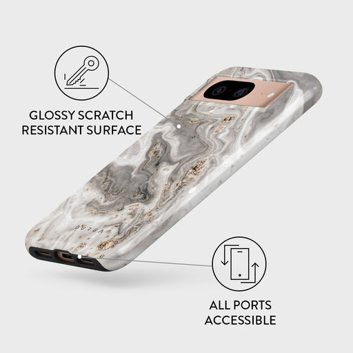 Snowstorm - Grey Marble Google Pixel 8 Case 3
