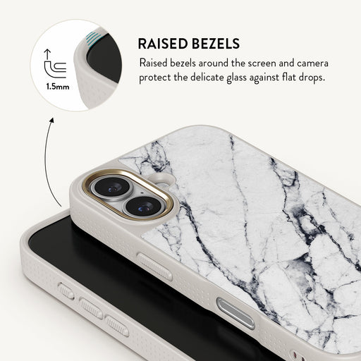 Satin White - Marble iPhone 16 Plus Case