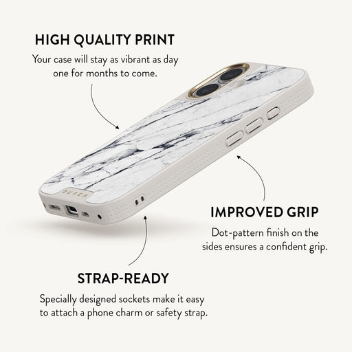 Satin White - Marble iPhone 16 Plus Case