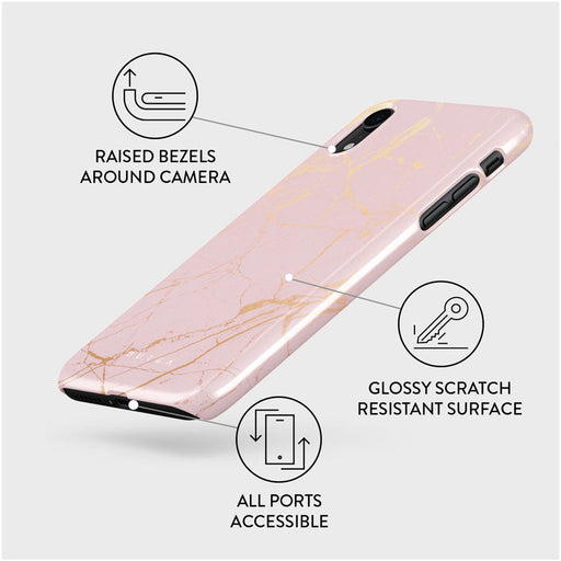 Peachy Gold - Pink Marble iPhone XR Case 3