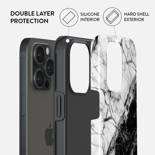 Fatal Contradiction - Black & White Marble iPhone 15 Pro Max Case