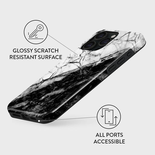 Fatal Contradiction - Black & White Marble iPhone 15 Pro Max Case