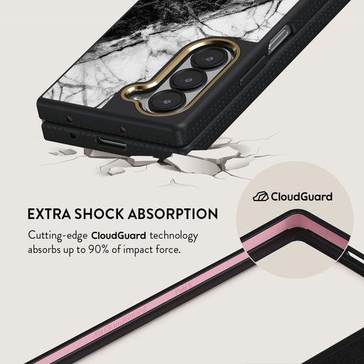 Fatal Contradiction - Black & White Marble Samsung Galaxy Z Fold 6 Case 3