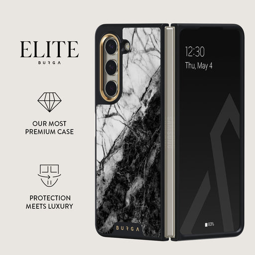 Fatal Contradiction - Black & White Marble Samsung Galaxy Z Fold 5 Case 2
