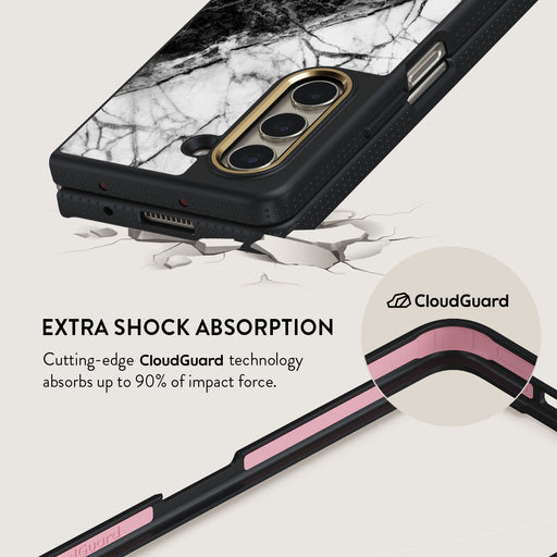 Fatal Contradiction - Black & White Marble Samsung Galaxy Z Fold 5 Case 3