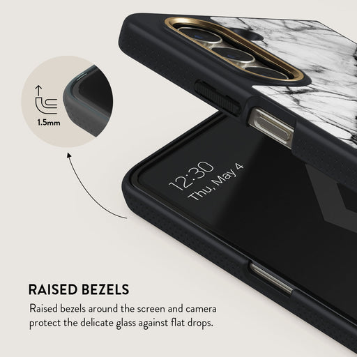 Fatal Contradiction - Black & White Marble Samsung Galaxy Z Fold 5 Case 4