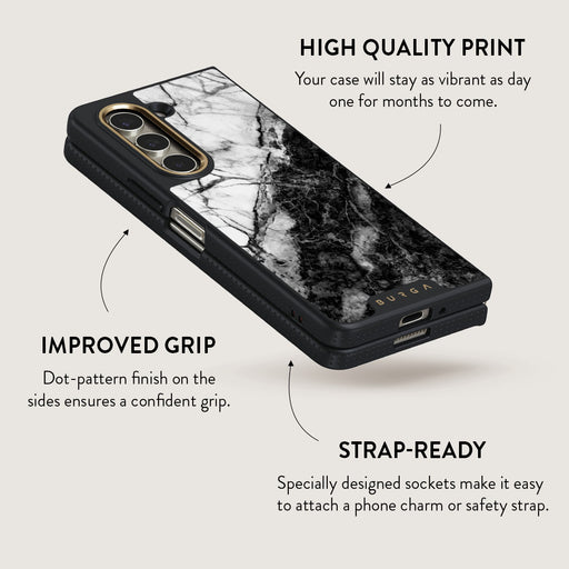 Fatal Contradiction - Black & White Marble Samsung Galaxy Z Fold 5 Case 5
