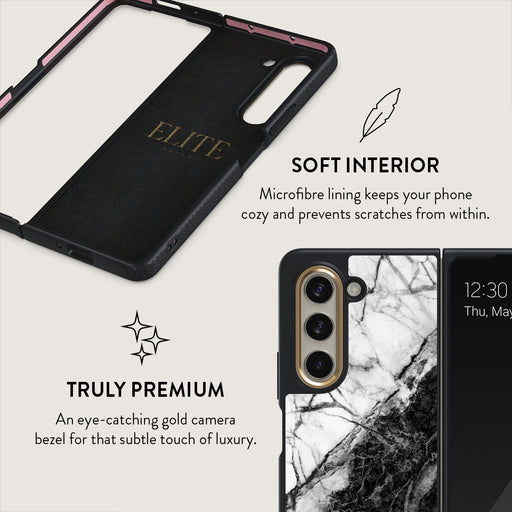 Fatal Contradiction - Black & White Marble Samsung Galaxy Z Fold 5 Case 6