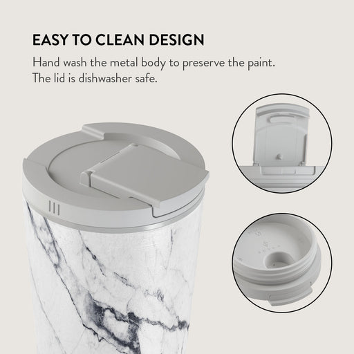 Satin White - Marble Travel Mug 16
