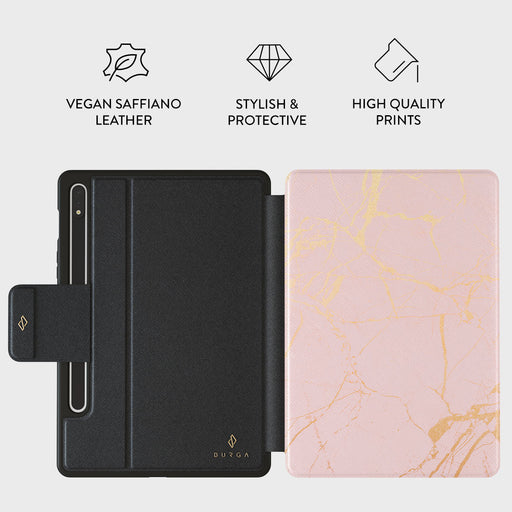 Peachy Gold - Pink Marble Samsung Galaxy Tab S9 Case 2