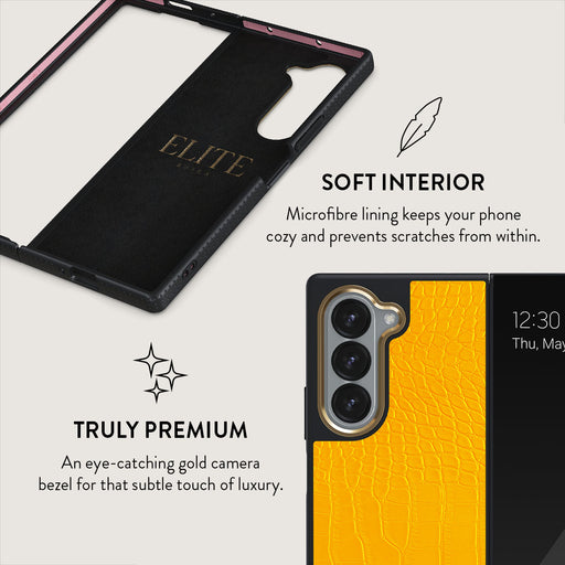 Canary Yellow - Snake Skin Samsung Galaxy Z Fold 6 Case 6
