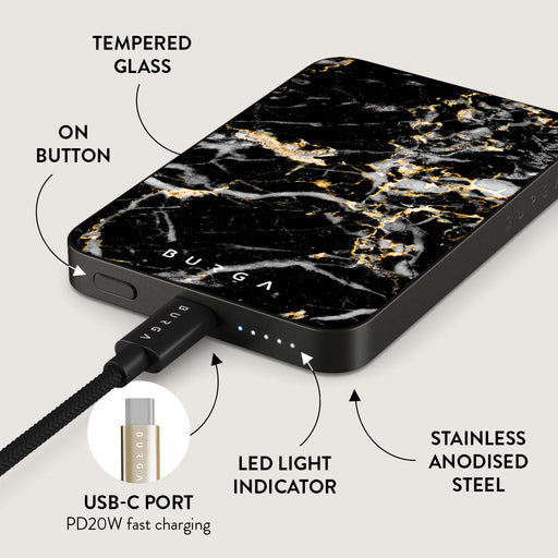Make A Wish - Gold Marble Magnetic Power Bank 5