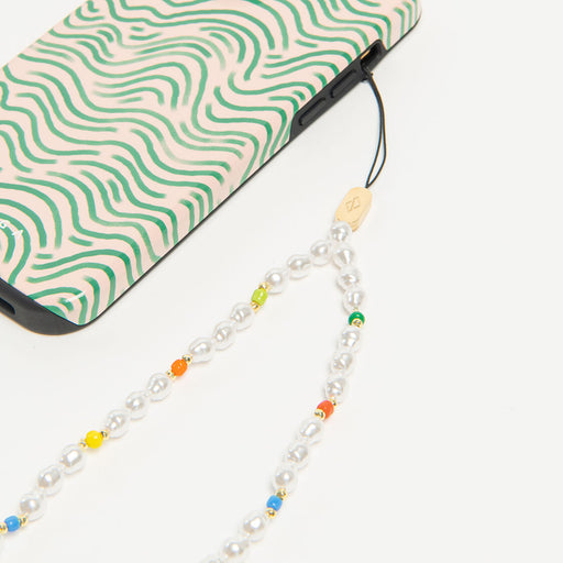 Rainbow Splash - White Pearl Phone Charm