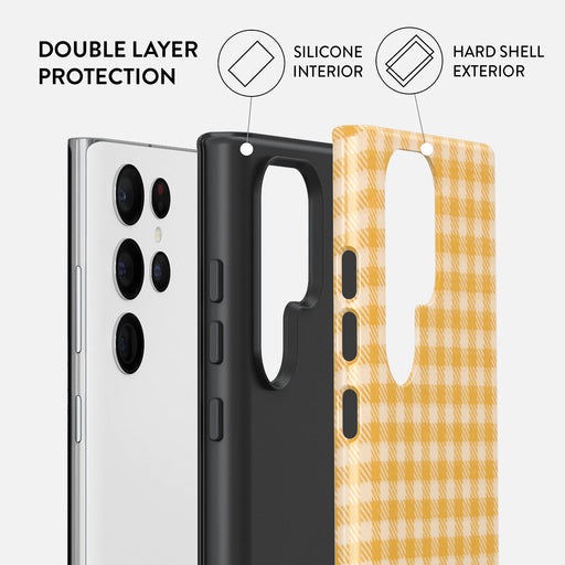 Tuscan Sun - Yellow Plaid Samsung Galaxy S22 Ultra Case 6