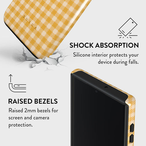Tuscan Sun - Yellow Plaid Samsung Galaxy S22 Ultra Case 8
