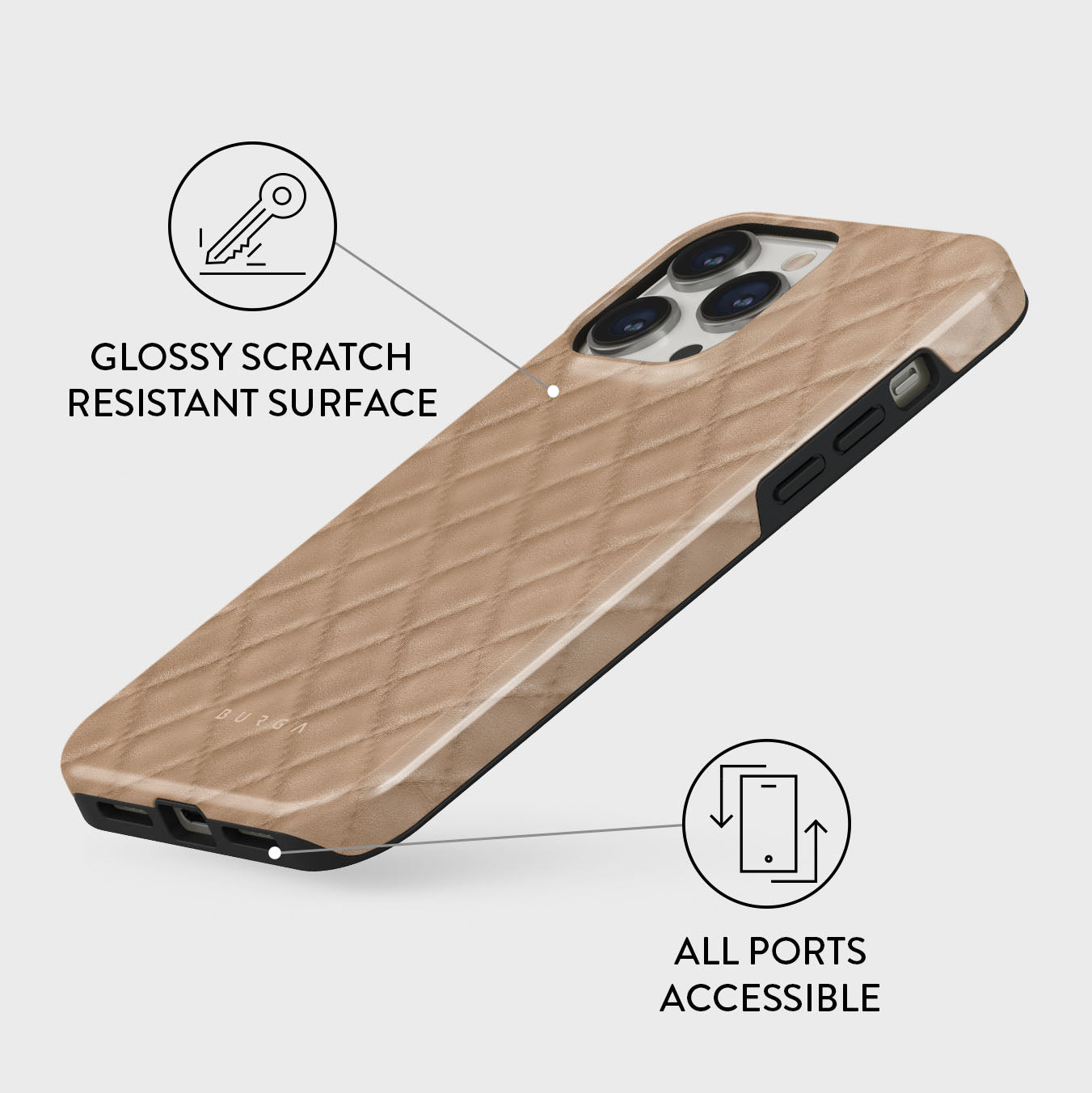 Simply Cream - Quilted iPhone 13 Pro Max Case | BURGA