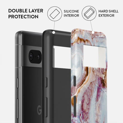 Frozen Leaves - Cute Marble Google Pixel 7a Case 2