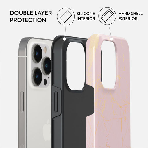 Peachy Gold - Pink Marble iPhone 14 Pro Case 6