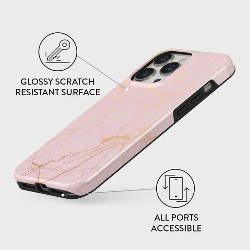 Peachy Gold - Pink Marble iPhone 14 Pro Case 7