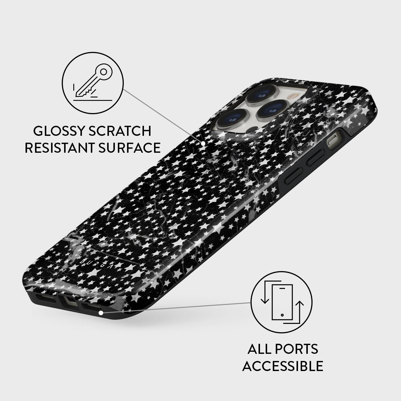 【BURGA】キラキラ 星柄 スター スマホ iPhoneケース 送関込 Starry Night - Stars iPhone 13 Pro Case | BURGA