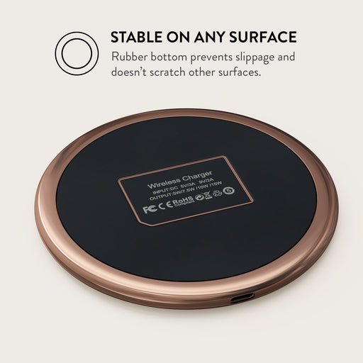 BURGA wireless charger in black and rose gold
